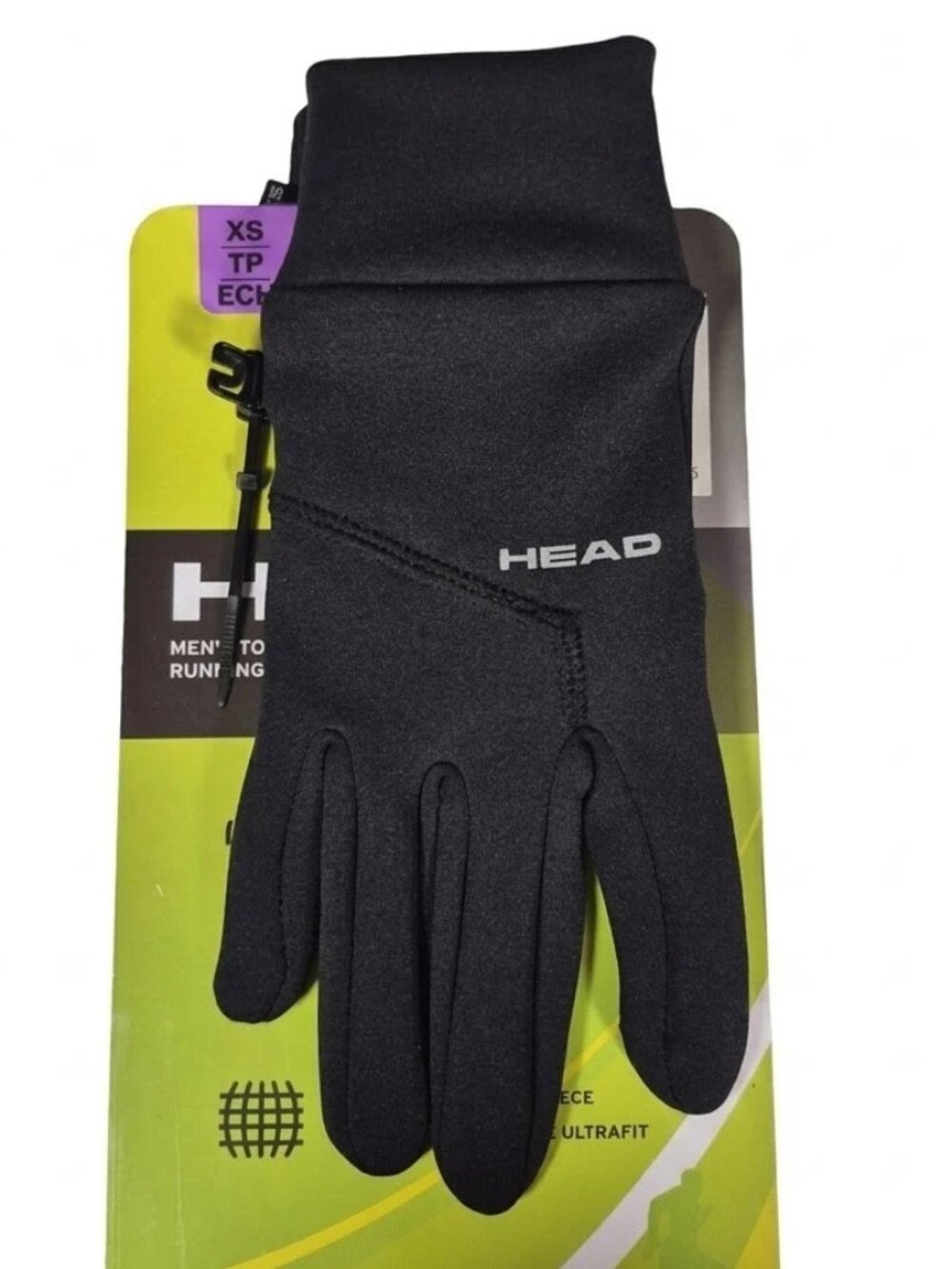 Head Men's XS Touchscreen Running Gloves Warm Black Stretch